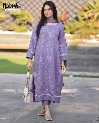 NAKOOSH | DHANAK 3 PIECE EMBROIDED UNSTITCHED WINTER SUIT