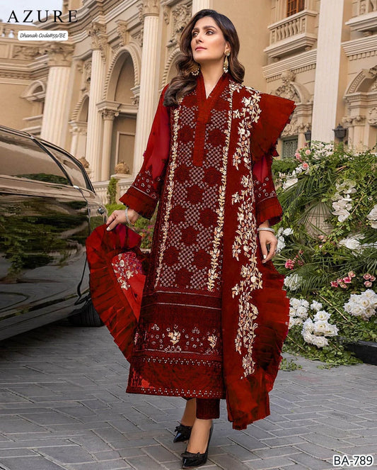 AZURE | DHANAK 3 PIECE EMBROIDED UNSTITCHED WINTER SUIT