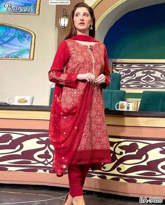 BAREEZE | DHANAK 3 PIECE EMBROIDED UNSTITCHED WINTER SUIT