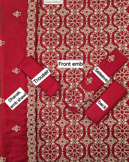 BAREEZE | DHANAK 3 PIECE EMBROIDED UNSTITCHED WINTER SUIT