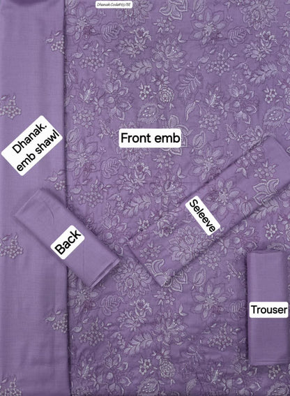 DHANAK 3 PIECE EMBROIDED UNSTITCHED WINTER SUIT