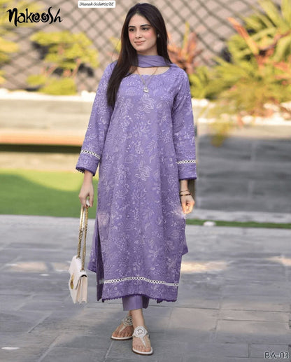 DHANAK 3 PIECE EMBROIDED UNSTITCHED WINTER SUIT