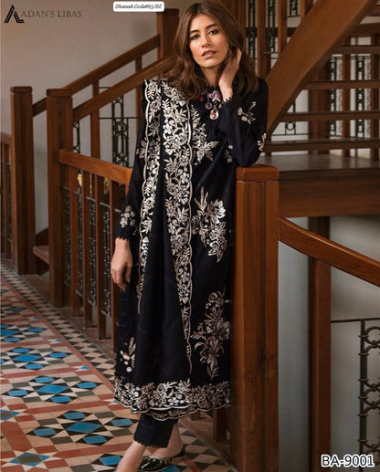 ADAN'S LIBAS | DHANAK 3 PIECE EMBROIDED UNSTITCHED WINTER SUIT