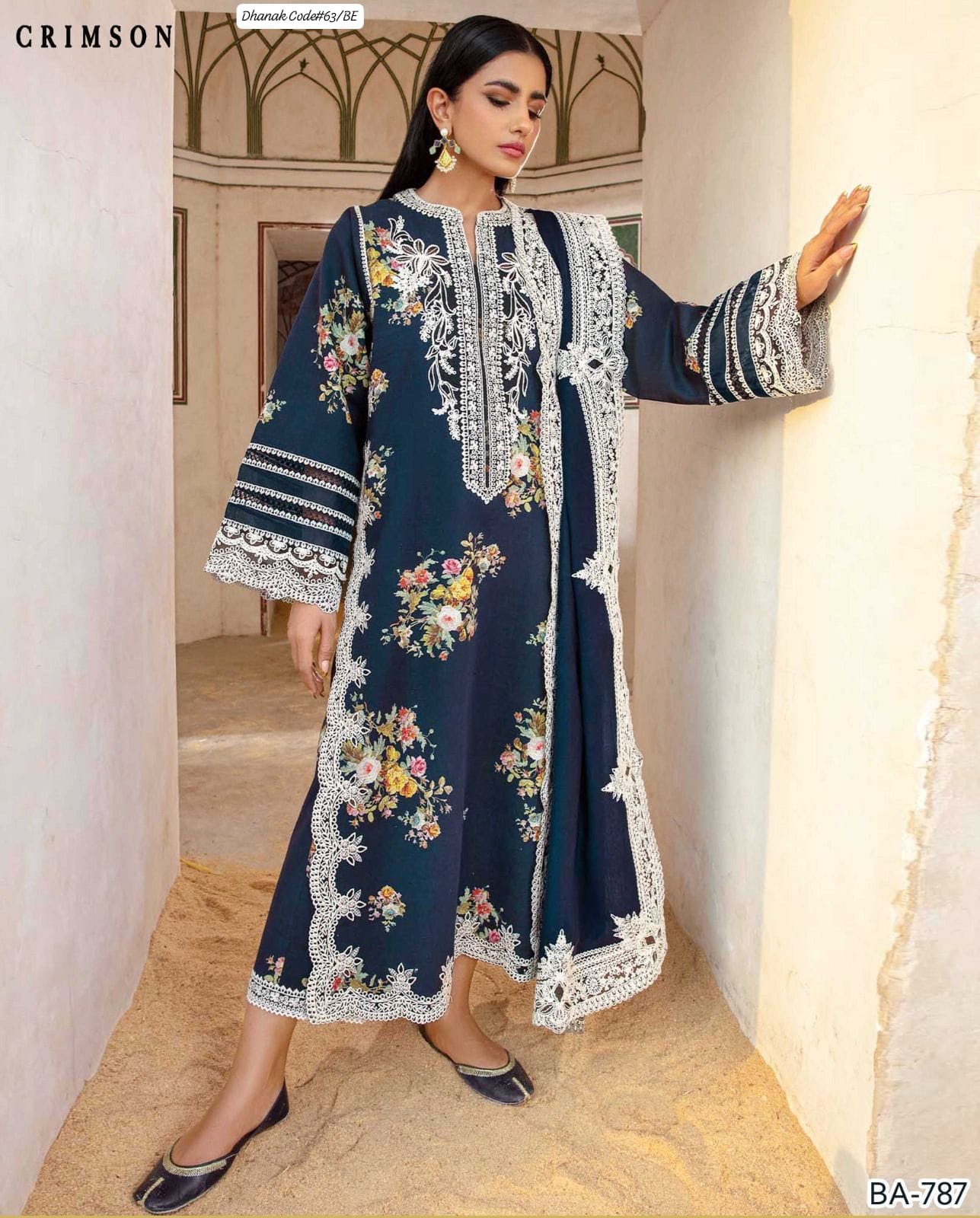 CRIMSON | DHANAK 3 PIECE EMBROIDED UNSTITCHED WINTER SUIT