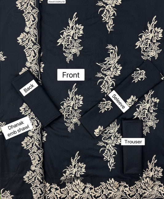 ADAN'S LIBAS | DHANAK 3 PIECE EMBROIDED UNSTITCHED WINTER SUIT