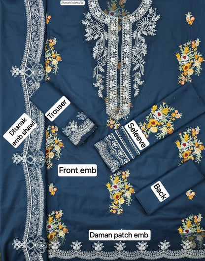 CRIMSON | DHANAK 3 PIECE EMBROIDED UNSTITCHED WINTER SUIT