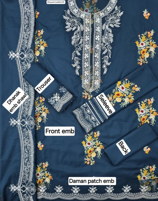 CRIMSON | DHANAK 3 PIECE EMBROIDED UNSTITCHED WINTER SUIT