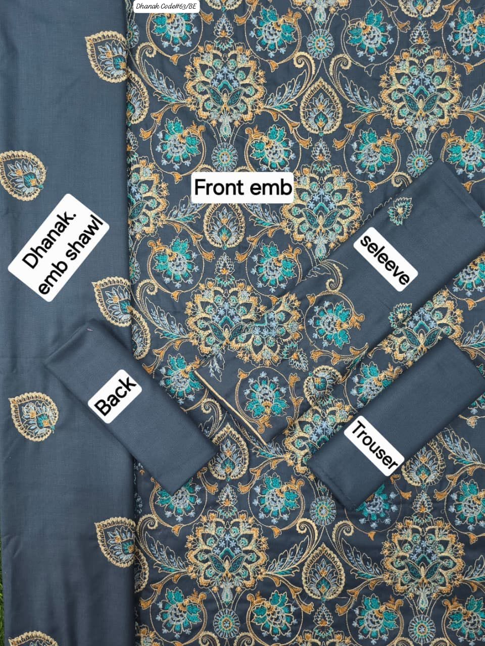 BAREEZE | DHANAK 3 PIECE EMBROIDED UNSTITCHED WINTER SUIT