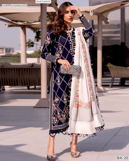 ZARA SHAHJAHAN | DHANAK 3 PIECE EMBROIDED UNSTITCHED WINTER SUIT