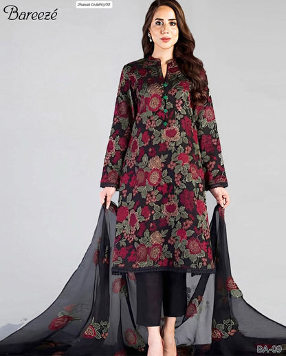 BAREEZE | DHANAK 3 PIECE EMBROIDED UNSTITCHED WINTER SUIT