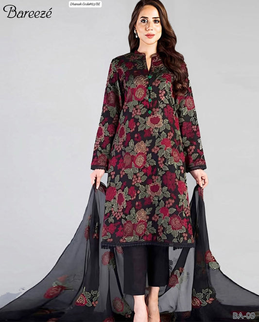 BAREEZE | DHANAK 3 PIECE EMBROIDED UNSTITCHED WINTER SUIT
