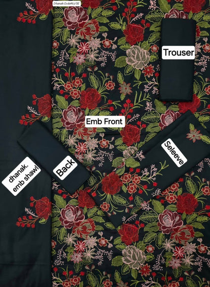 BAREEZE | DHANAK 3 PIECE EMBROIDED UNSTITCHED WINTER SUIT