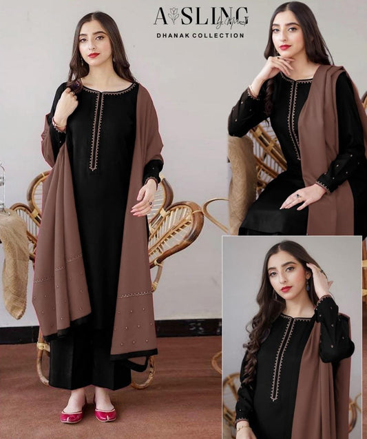 AISLING PREMIUM EMBROIDERED DHANAK UNSTITCHED 3PC SUIT