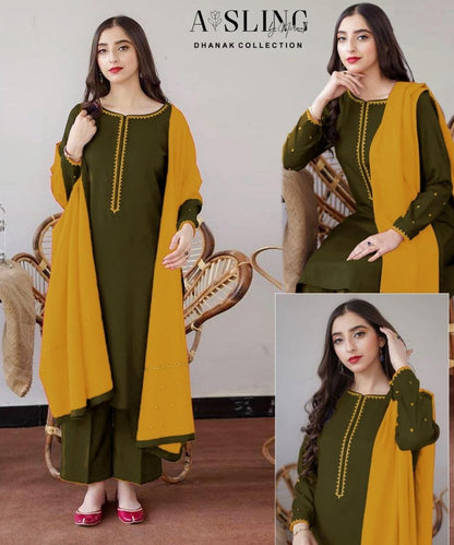 AISLING PREMIUM EMBROIDERED DHANAK UNSTITCHED 3PC SUIT