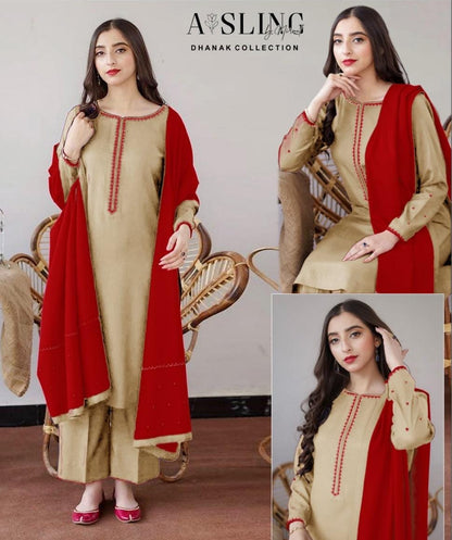 AISLING PREMIUM EMBROIDERED DHANAK UNSTITCHED 3PC SUIT