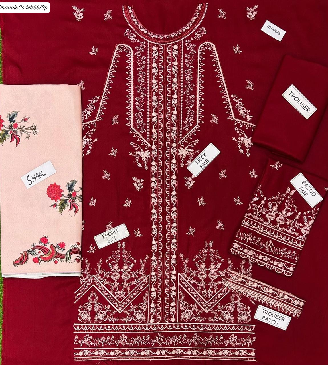 HUSSAIN REHAR | DHANAK 3 PIECE EMBROIDED UNSTITCHED WINTER SUIT