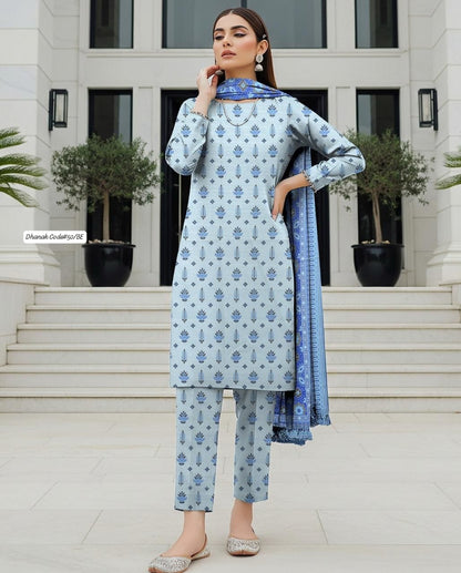 DHANAK | 3 PIECE DIGITAL PRINT UNSTITCHED WINTER SUIT
