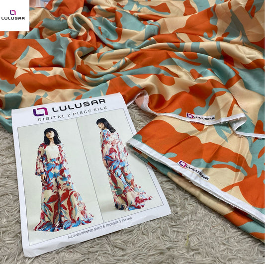 LULUSAR LUXURY SILK DRESS | 2PEC UNSTICHED.