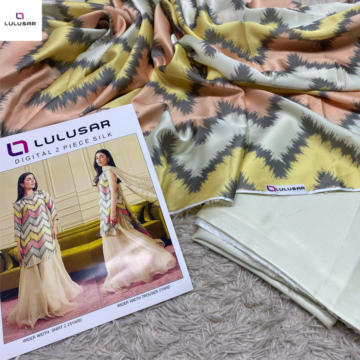 LULUSAR LUXURY SILK DRESS | 2PEC UNSTICHED.