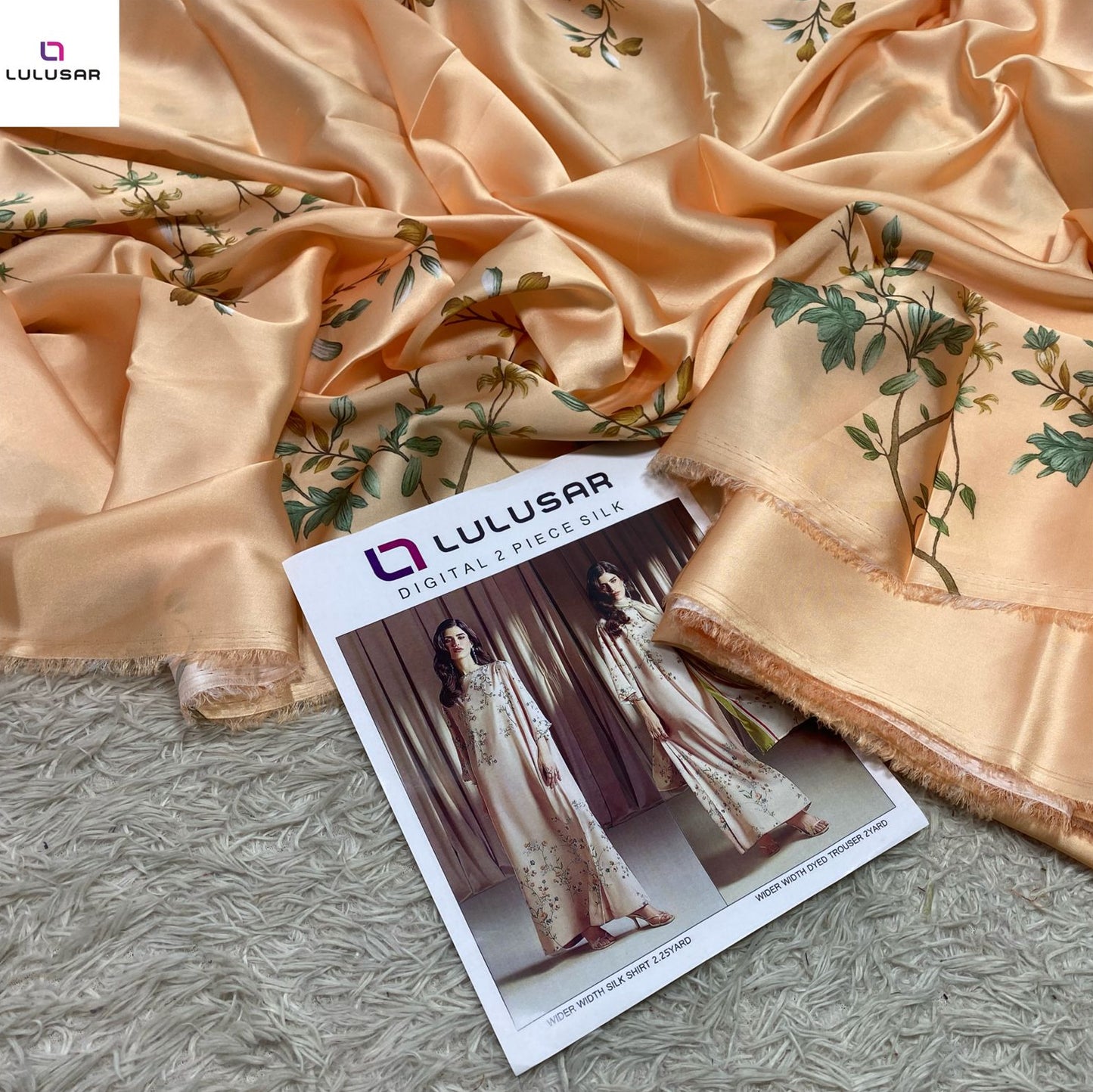 LULUSAR LUXURY SILK DRESS | 2PEC UNSTICHED.