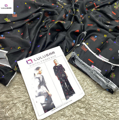 LULUSAR LUXURY SILK DRESS | 2PEC UNSTICHED.