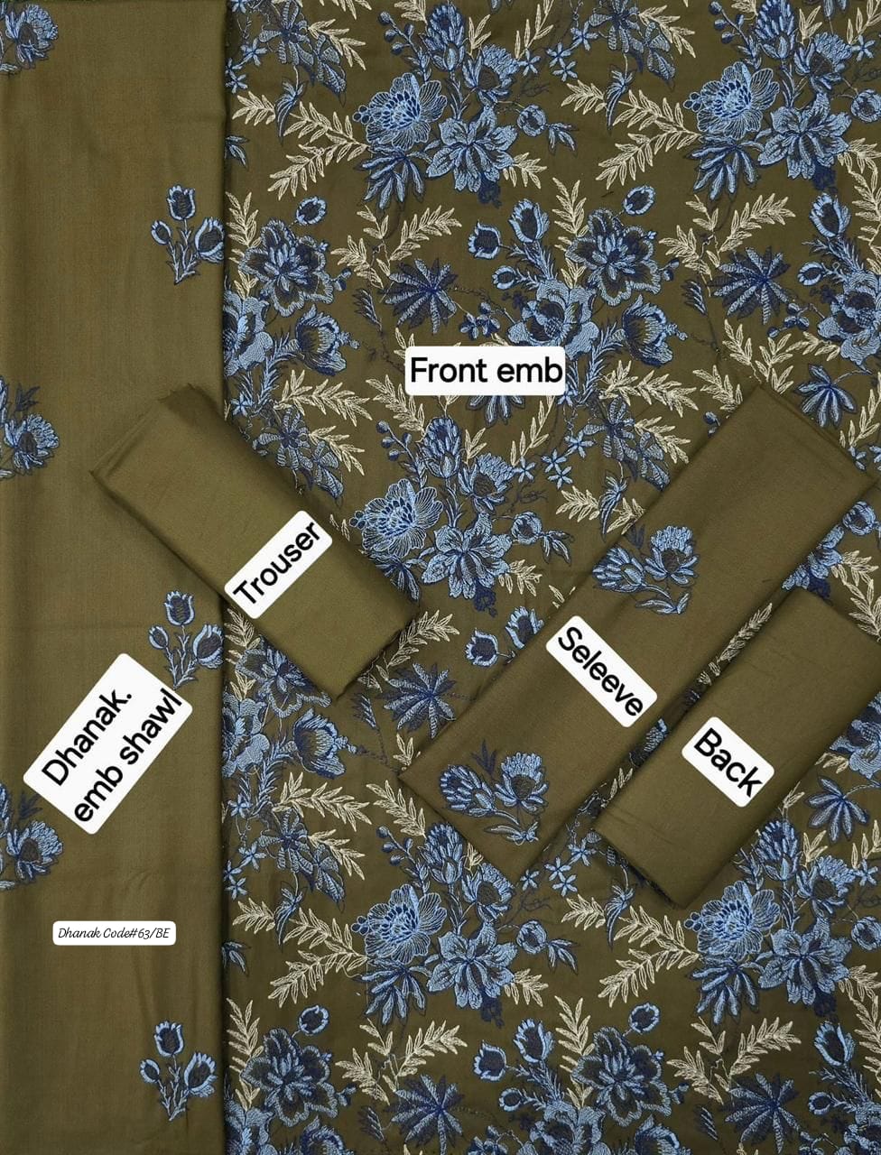 BAREEZE | DHANAK 3 PIECE EMBROIDED UNSTITCHED WINTER SUIT