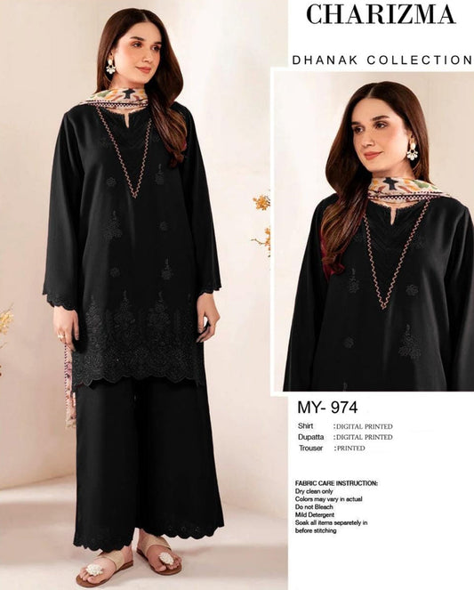 CHARIZMA | DHANAK 3 PIECE EMBROIDED UNSTITCHED WINTER SUIT