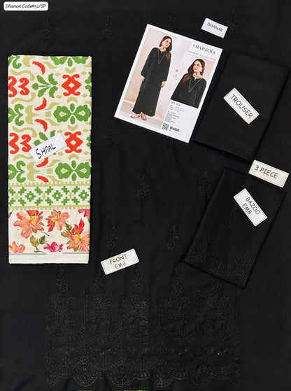 CHARIZMA | DHANAK 3 PIECE EMBROIDED UNSTITCHED WINTER SUIT