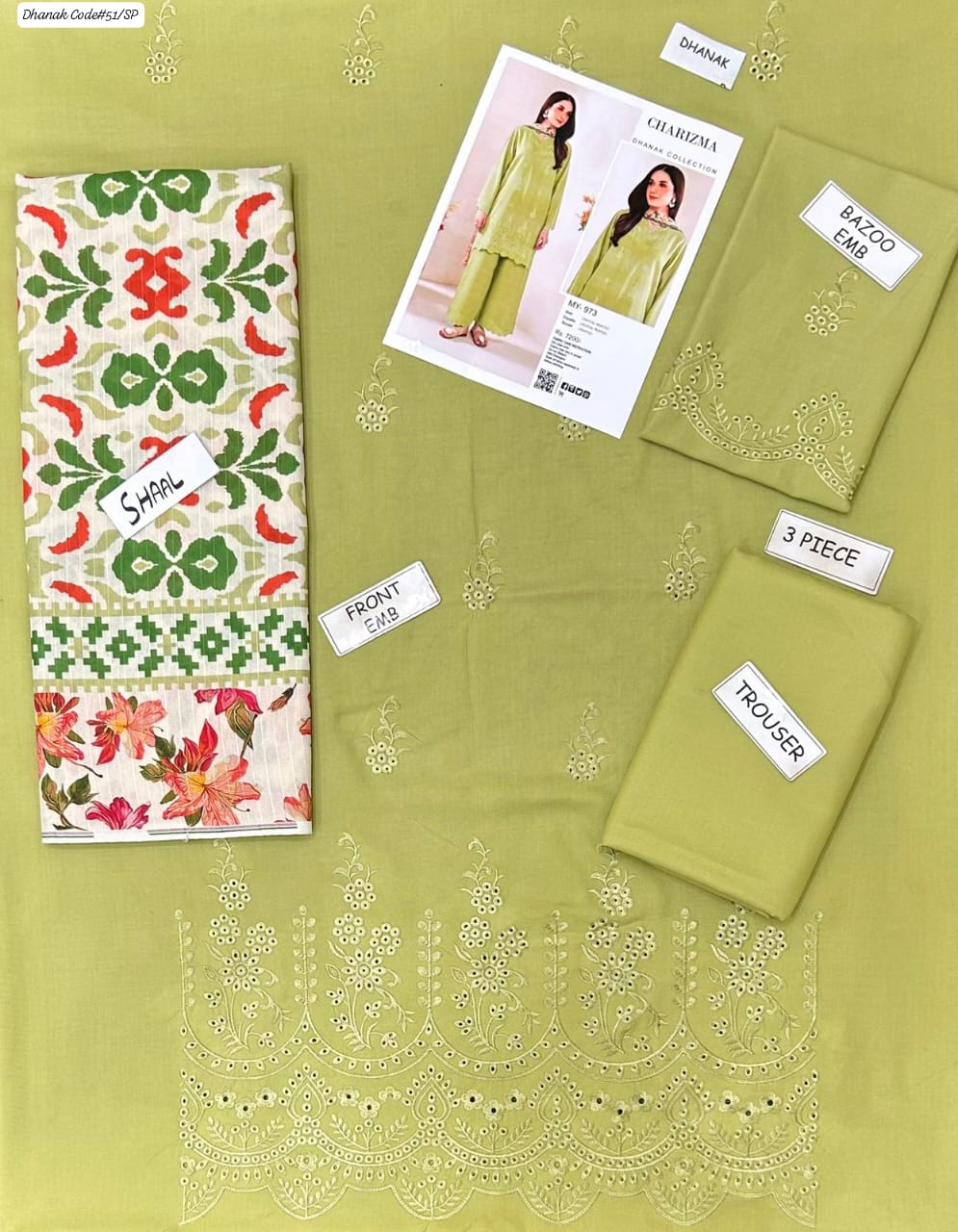 CHARIZMA | DHANAK 3 PIECE EMBROIDED UNSTITCHED WINTER SUIT