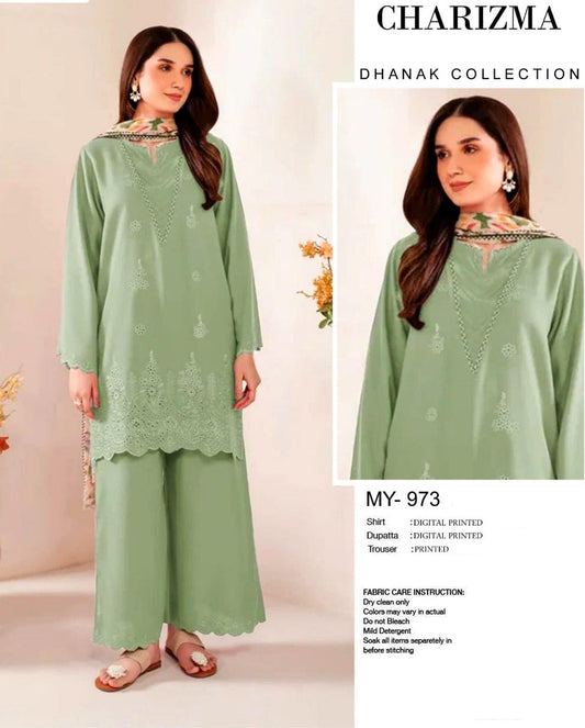 CHARIZMA | DHANAK 3 PIECE EMBROIDED UNSTITCHED WINTER SUIT
