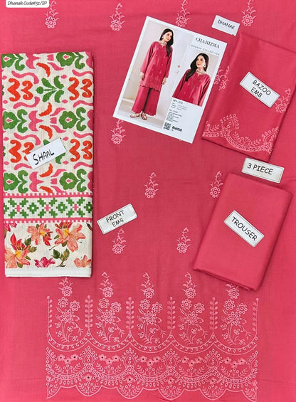 CHARIZMA | DHANAK 3 PIECE EMBROIDED UNSTITCHED WINTER SUIT