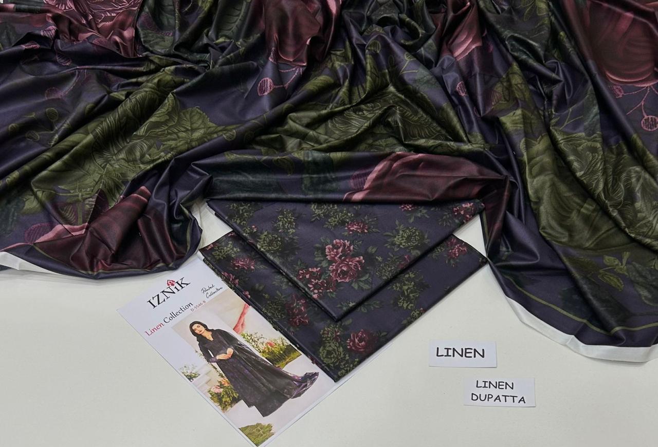 IZNIK | LINEN 3 PIECE DIGITAL PRINT UNSTITCHED WINTER SUIT