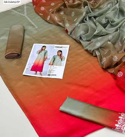 NISHAT | PREMIUM SHAMOOZ SILK 3 PIECE UNSTITCHED SUIT