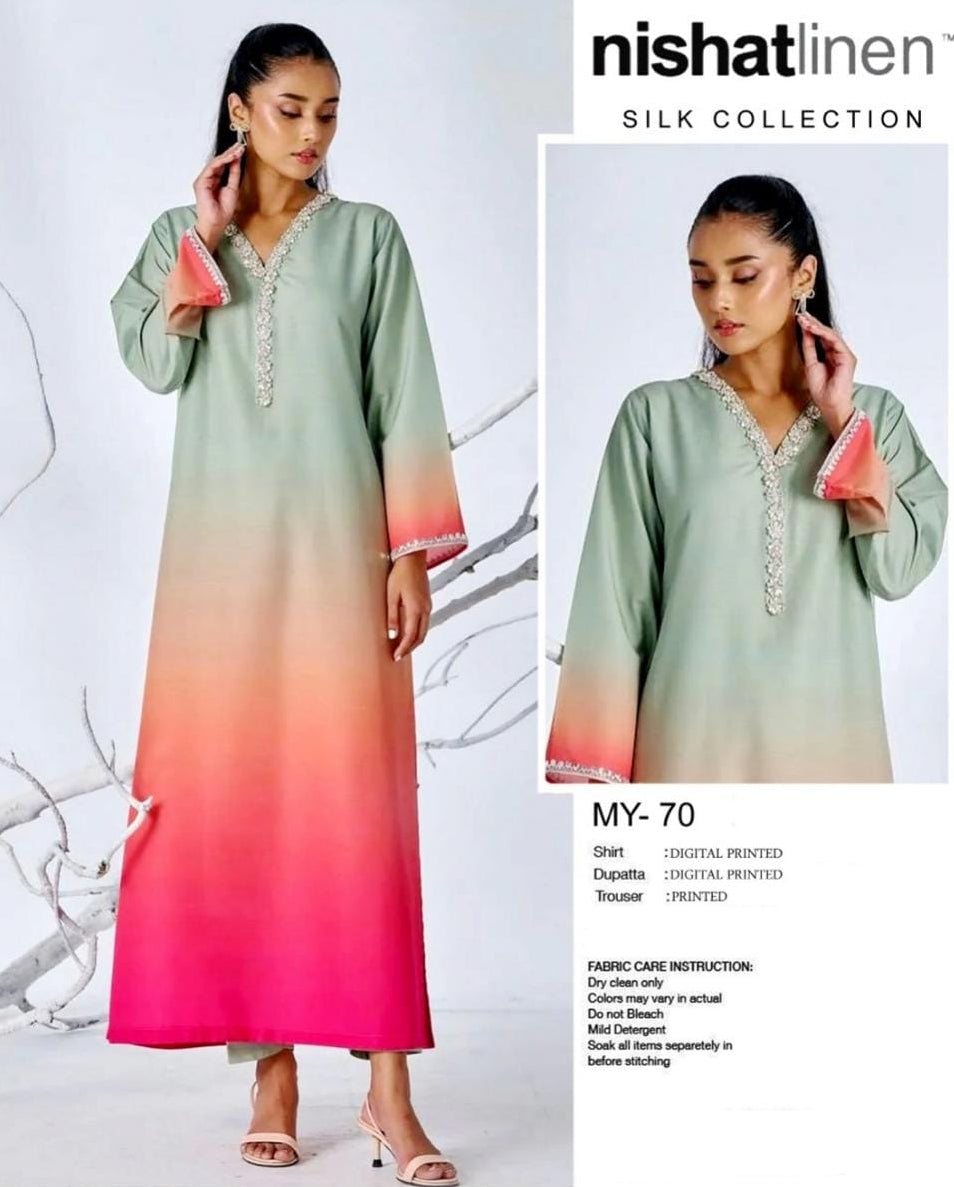 NISHAT | PREMIUM SHAMOOZ SILK 3 PIECE UNSTITCHED SUIT