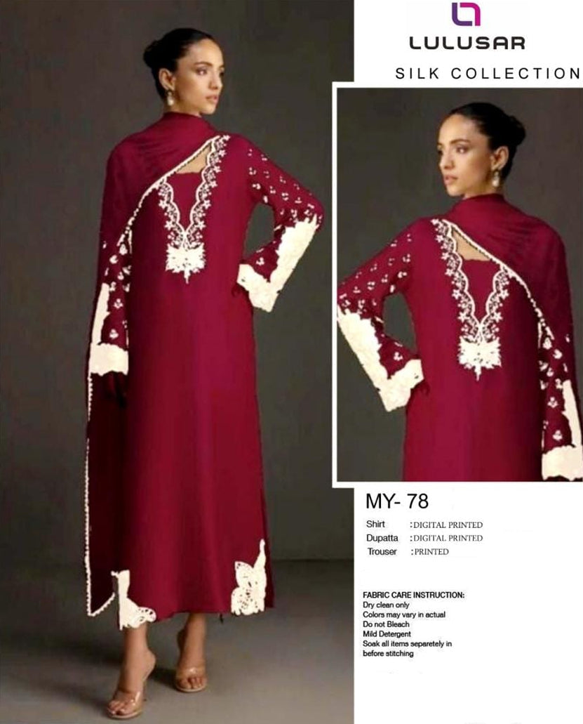 LULUSAR | PREMIUM SHAMOOZ SILK 3 PIECE UNSTITCHED SUIT