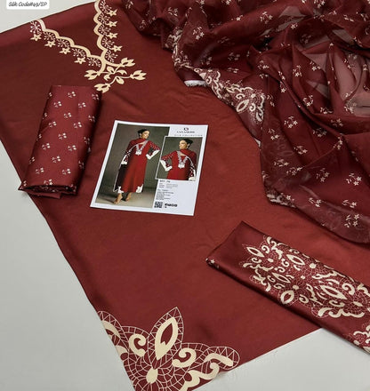 LULUSAR | PREMIUM SHAMOOZ SILK 3 PIECE UNSTITCHED SUIT