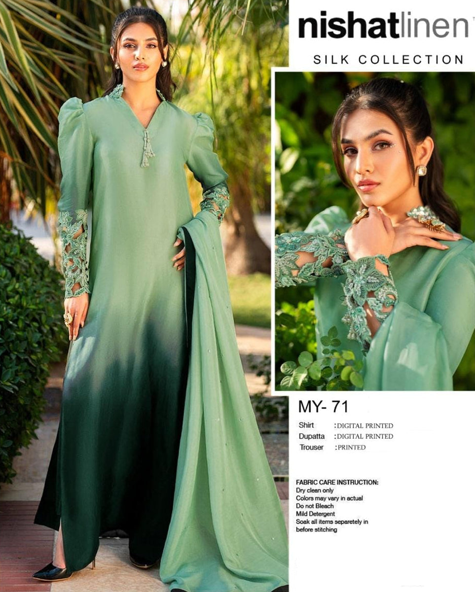 NISHAT | PREMIUM SHAMOOZ SILK 3 PIECE UNSTITCHED SUIT