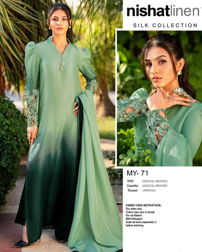 NISHAT | PREMIUM SHAMOOZ SILK 3 PIECE UNSTITCHED SUIT