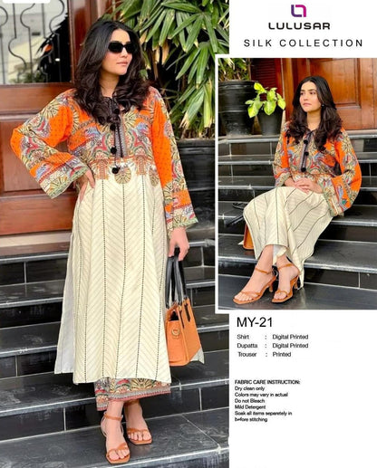 LULUSAR | PREMIUM SHAMOOZ SILK 3 PIECE UNSTITCHED SUIT