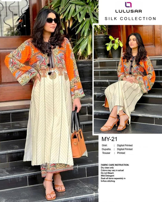 LULUSAR | PREMIUM SHAMOOZ SILK 3 PIECE UNSTITCHED SUIT