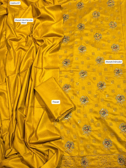 DHANAK | PREMIUM 3 PIECE HEAVY EMBROIDED UNSTITCHED WINTER SUIT