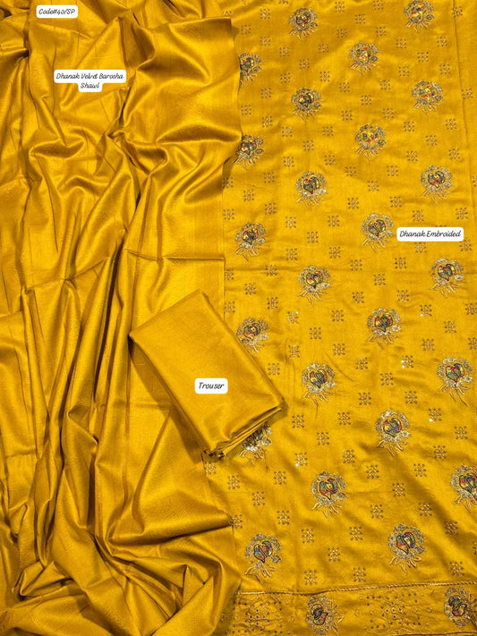 DHANAK | PREMIUM 3 PIECE HEAVY EMBROIDED UNSTITCHED WINTER SUIT