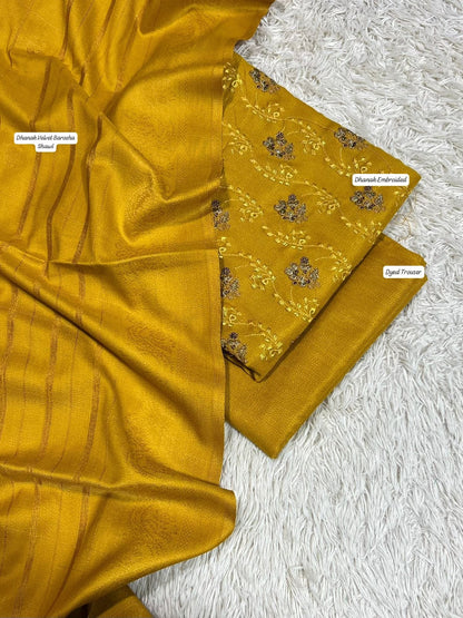 DHANAK | PREMIUM 3 PIECE HEAVY EMBROIDED UNSTITCHED WINTER SUIT