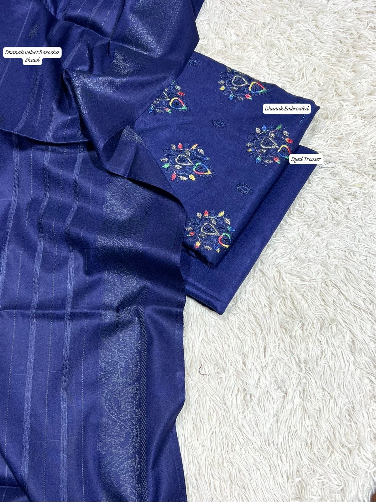 DHANAK | PREMIUM 3 PIECE HEAVY EMBROIDED UNSTITCHED WINTER SUIT