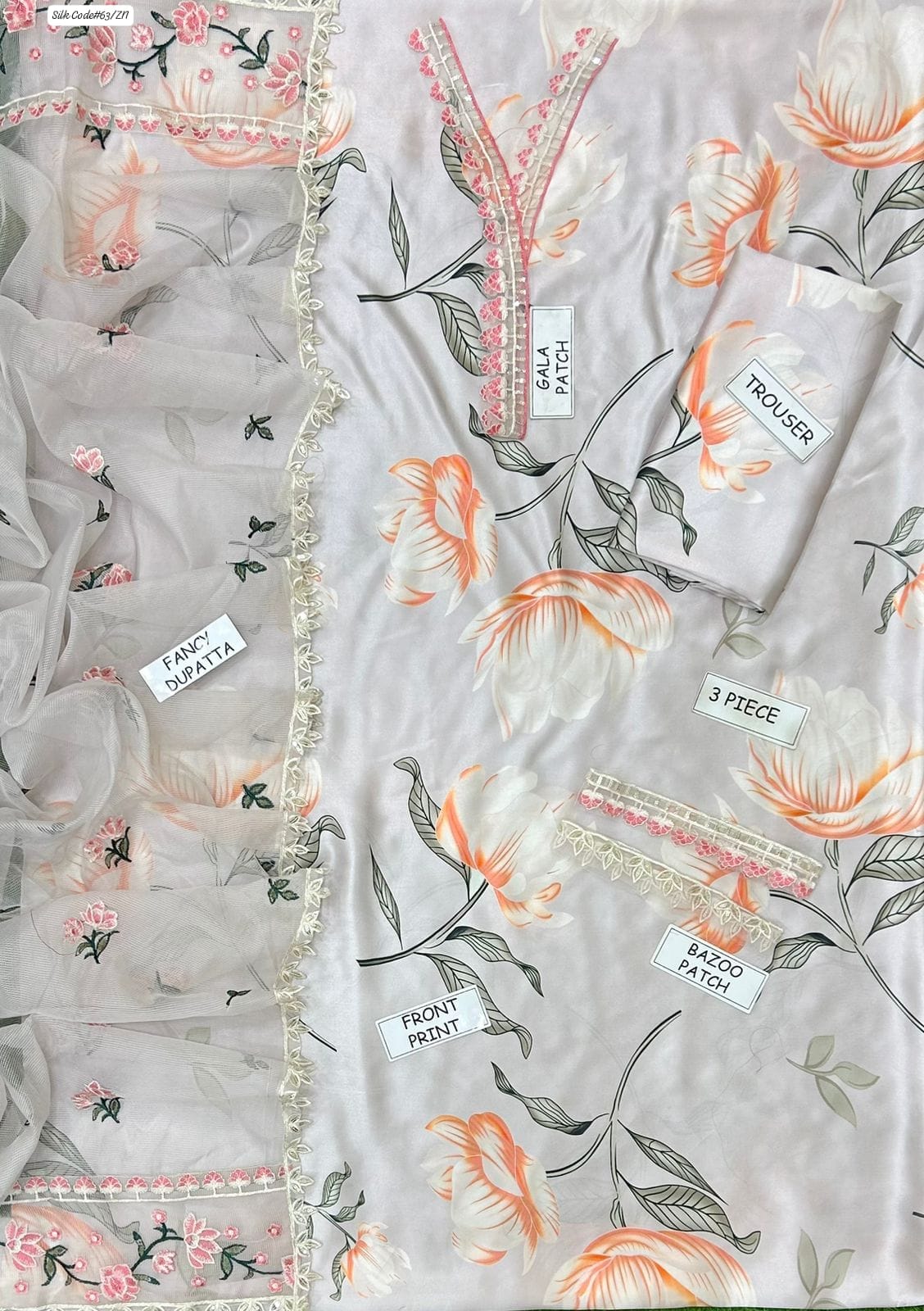 BAROQUE LUXURY SILK DIGITAL PRINT WITH EMBROIDED DUPATTA DRESS | 3PEC UNSTICHED.