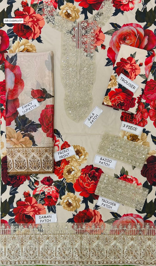 MARIA.B LUXURY SILK DIGITAL PRINT DRESS | 3PEC UNSTICHED.