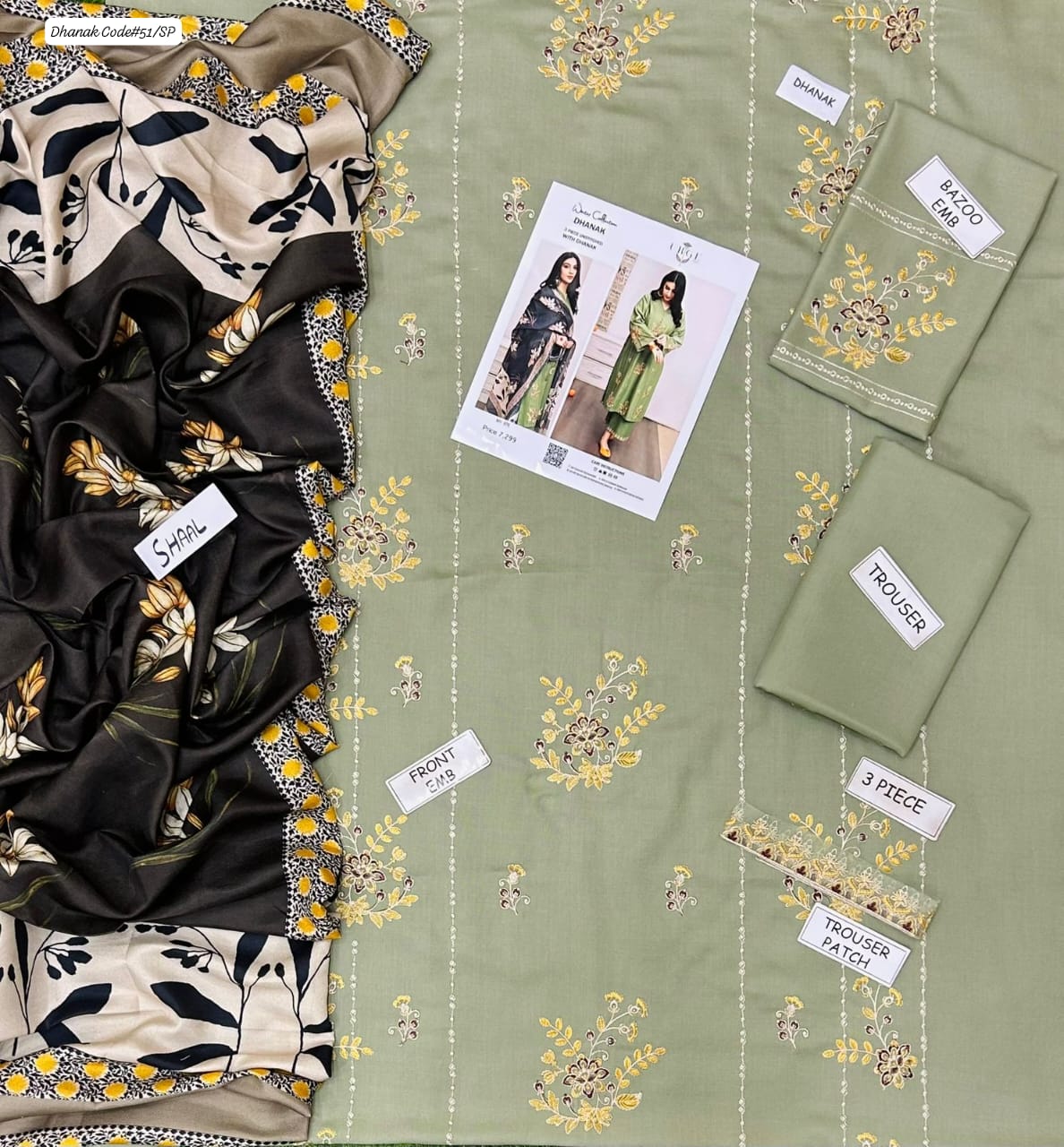 URGE | DHANAK 3 PIECE EMBROIDED UNSTITCHED WINTER SUIT