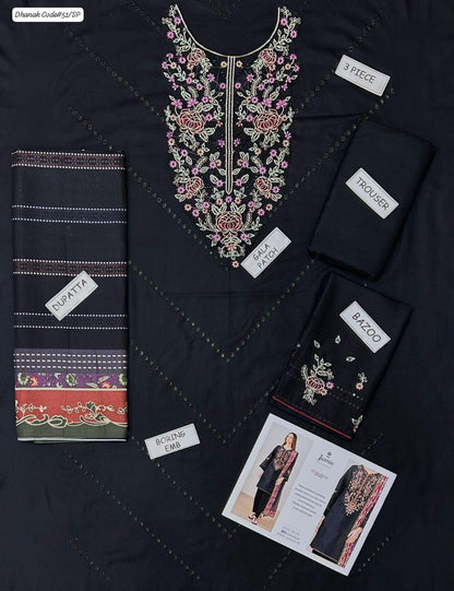JAZMIN | DHANAK 3 PIECE EMBROIDED UNSTITCHED WINTER SUIT