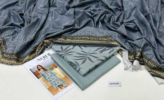 NURAH | DHANAK 3 PIECE DIGITAL PRINT UNSTITCHED WINTER SUIT