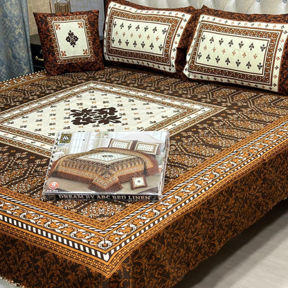 PREMIUM 4PCS 3D PANEL BEDSHEET CRYSTAL COTTON